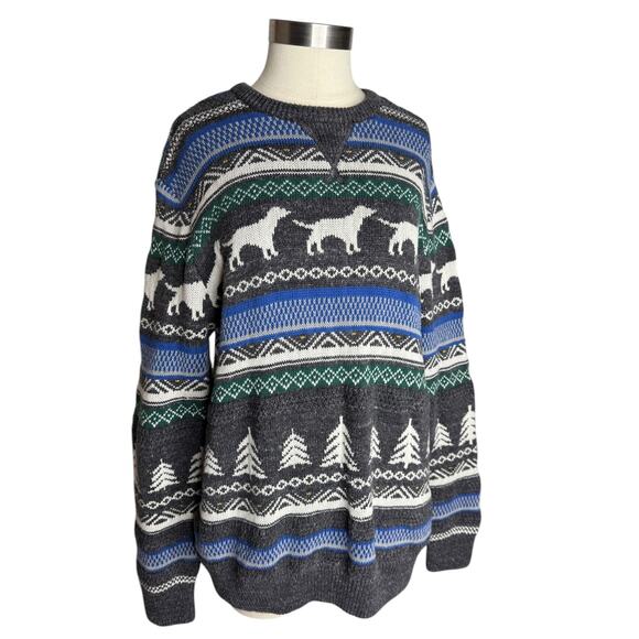 Chaps Other - Chaps Crewneck Knit Sweater Dogs and Trees Winter Print Size Medium